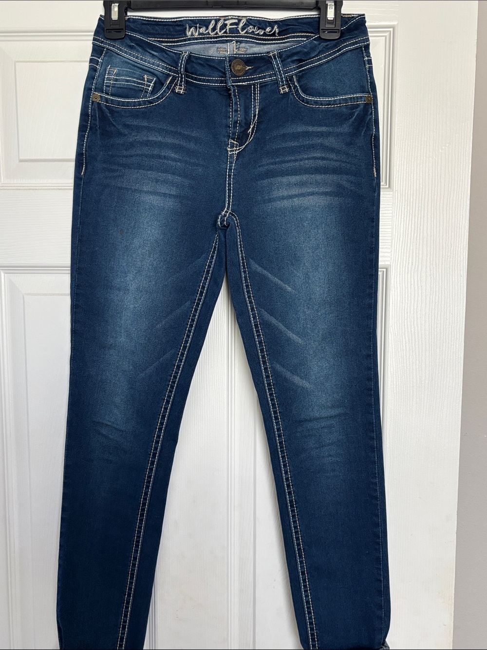 Wallflower Dark Indigo Skinny Jeans with Contrast Stitching
